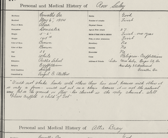 Rose Seeley's Insane Asylum Commitment Documents