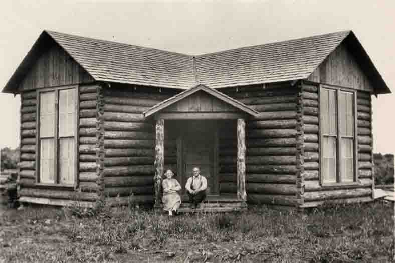 Rev. Rolla Phelps & His Wife Stella at the Little Log Church ~1930